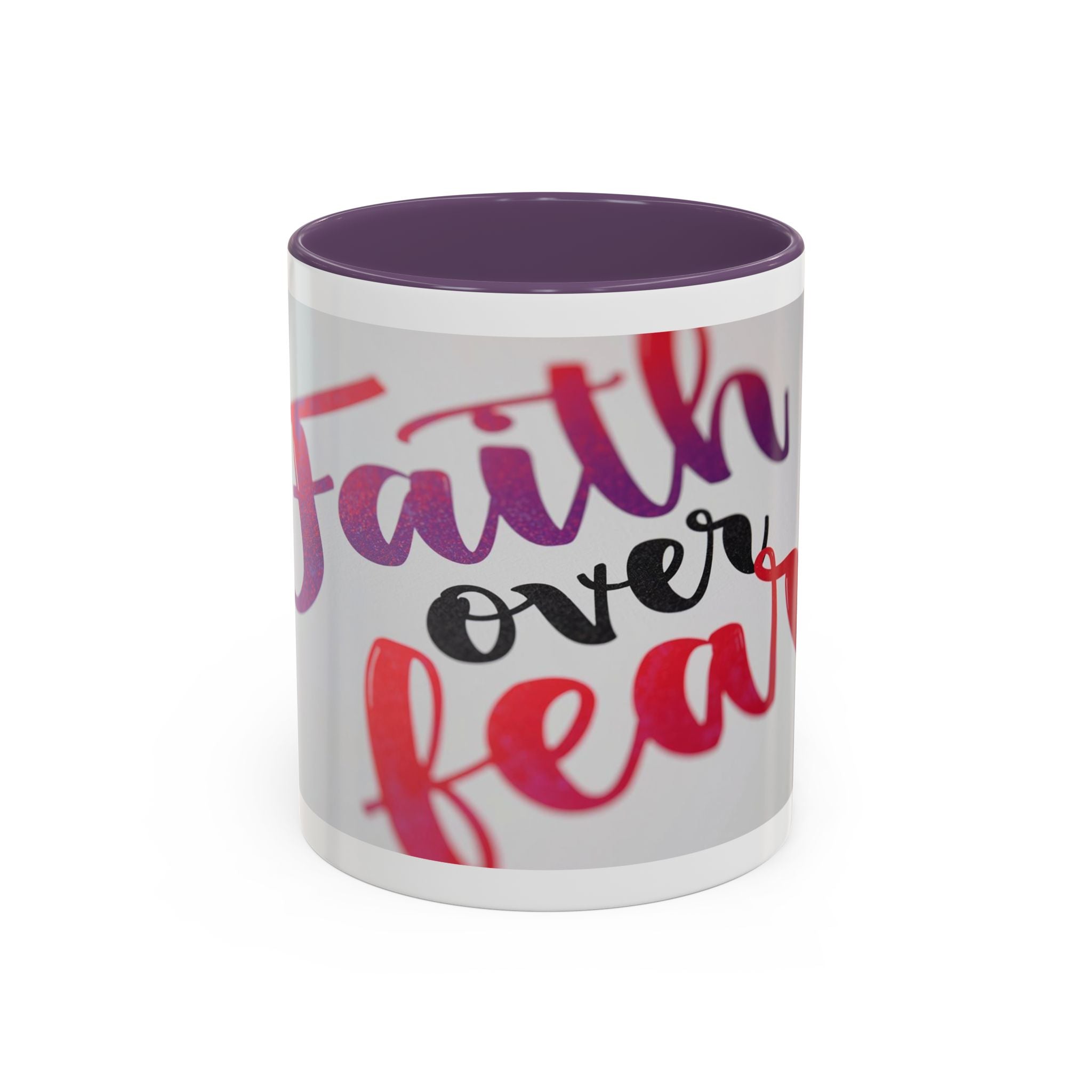Faith Over Fear Accent Coffee Mug — Inspirational Christian Gift (11/15 oz)
