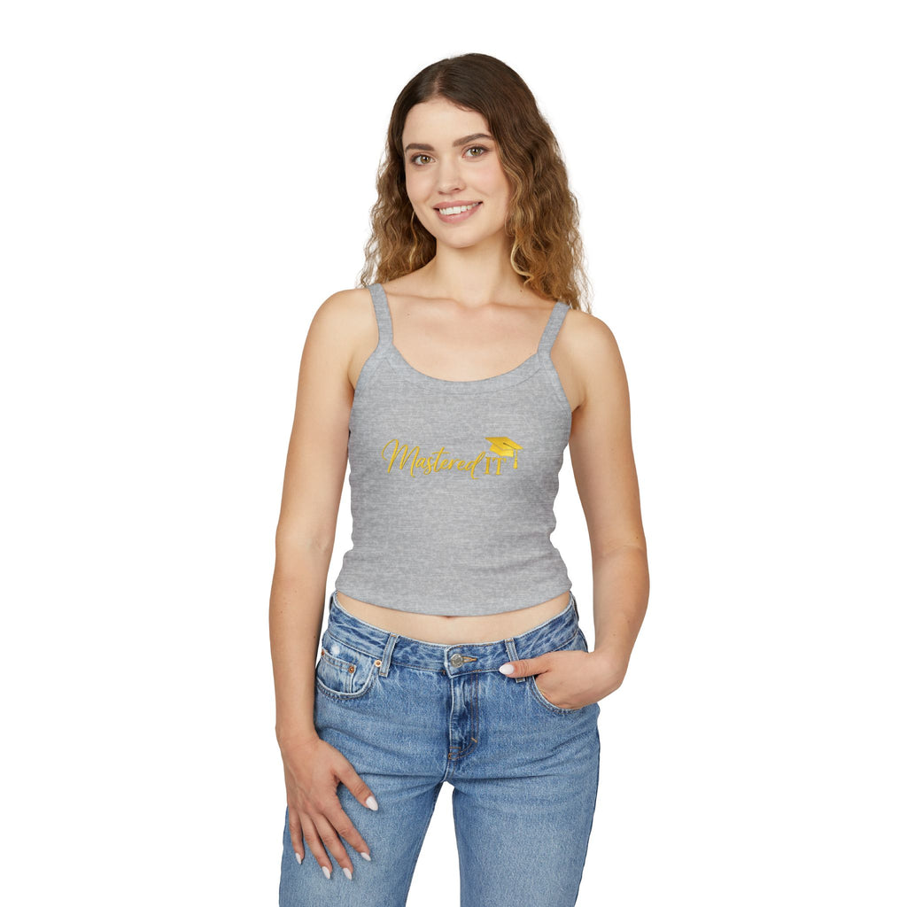 Mastered It graduation mortarboard Tank Top | gold script