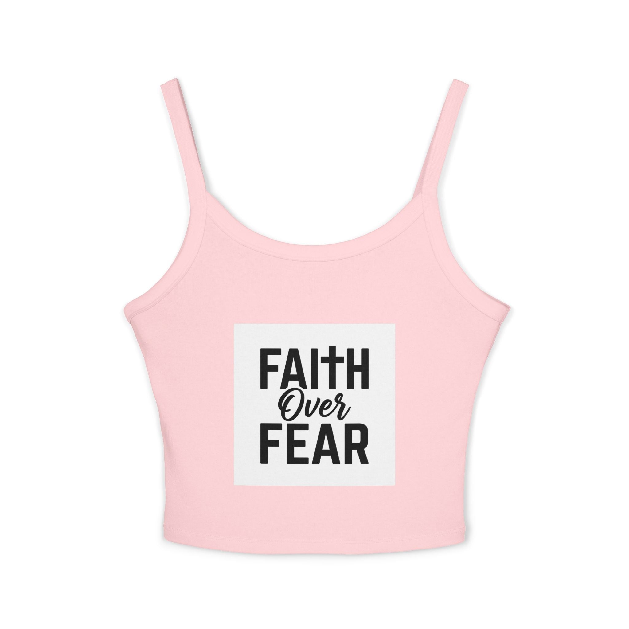 Faith Over Fear Spaghetti Strap Tank Top — Inspirational Religious Crop Top