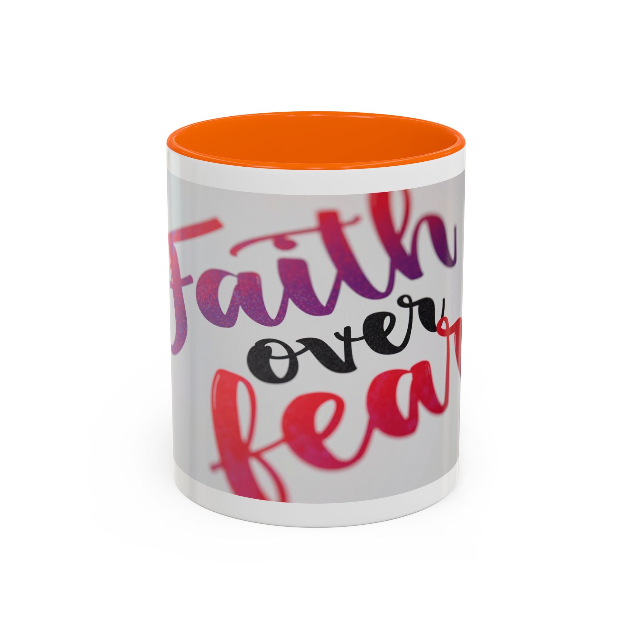Faith Over Fear Accent Coffee Mug — Inspirational Christian Gift (11/15 oz)