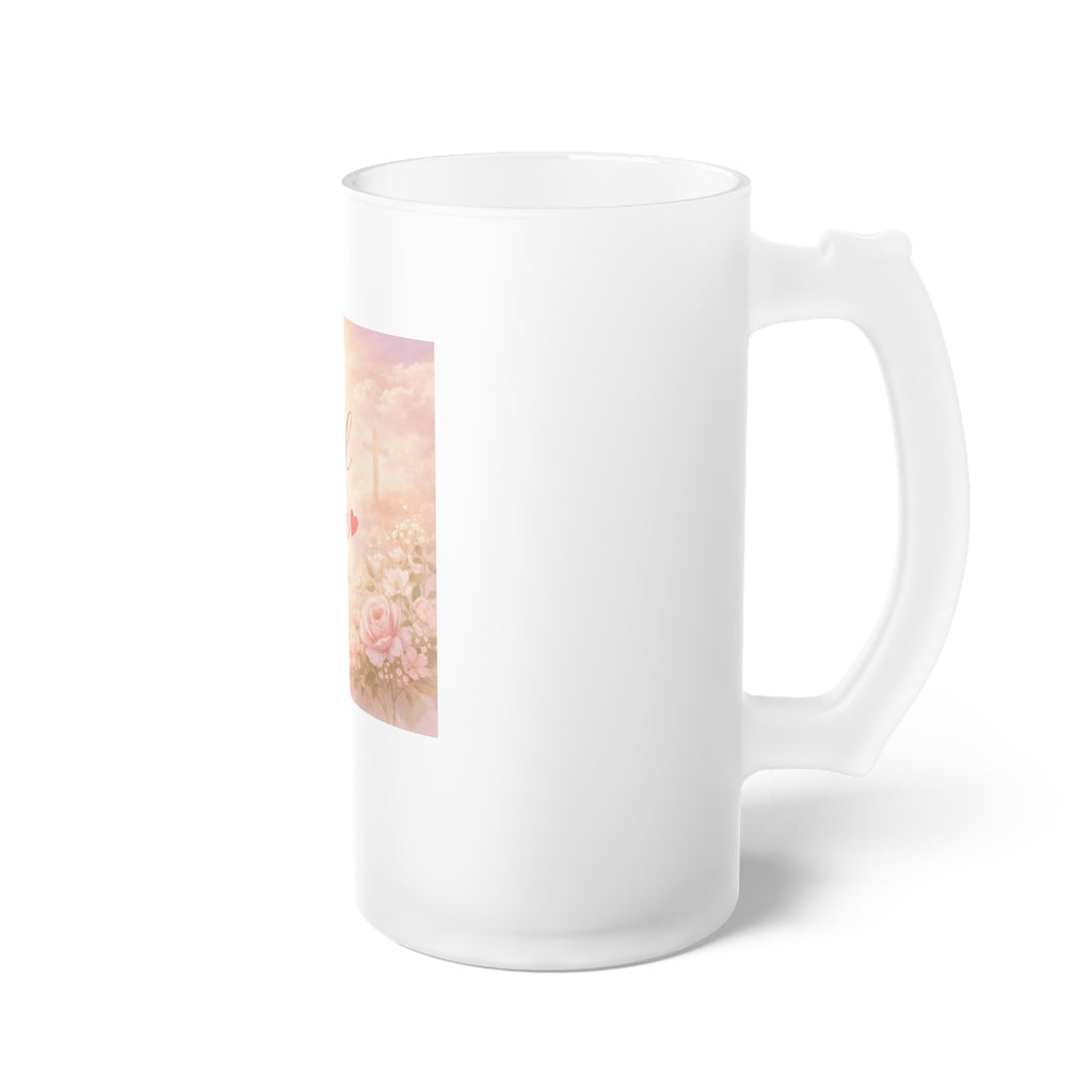 Faith Over Fear Frosted Glass Beer Mug | Inspirational Typography