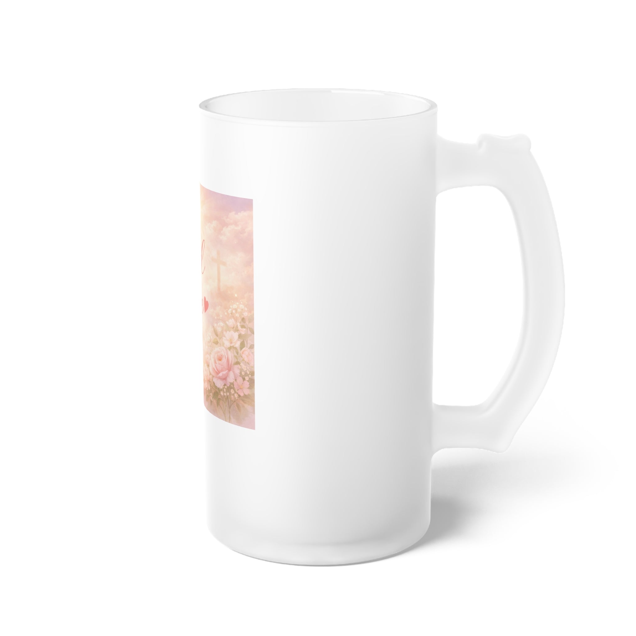 Faith Over Fear Frosted Glass Beer Mug | Inspirational Typography