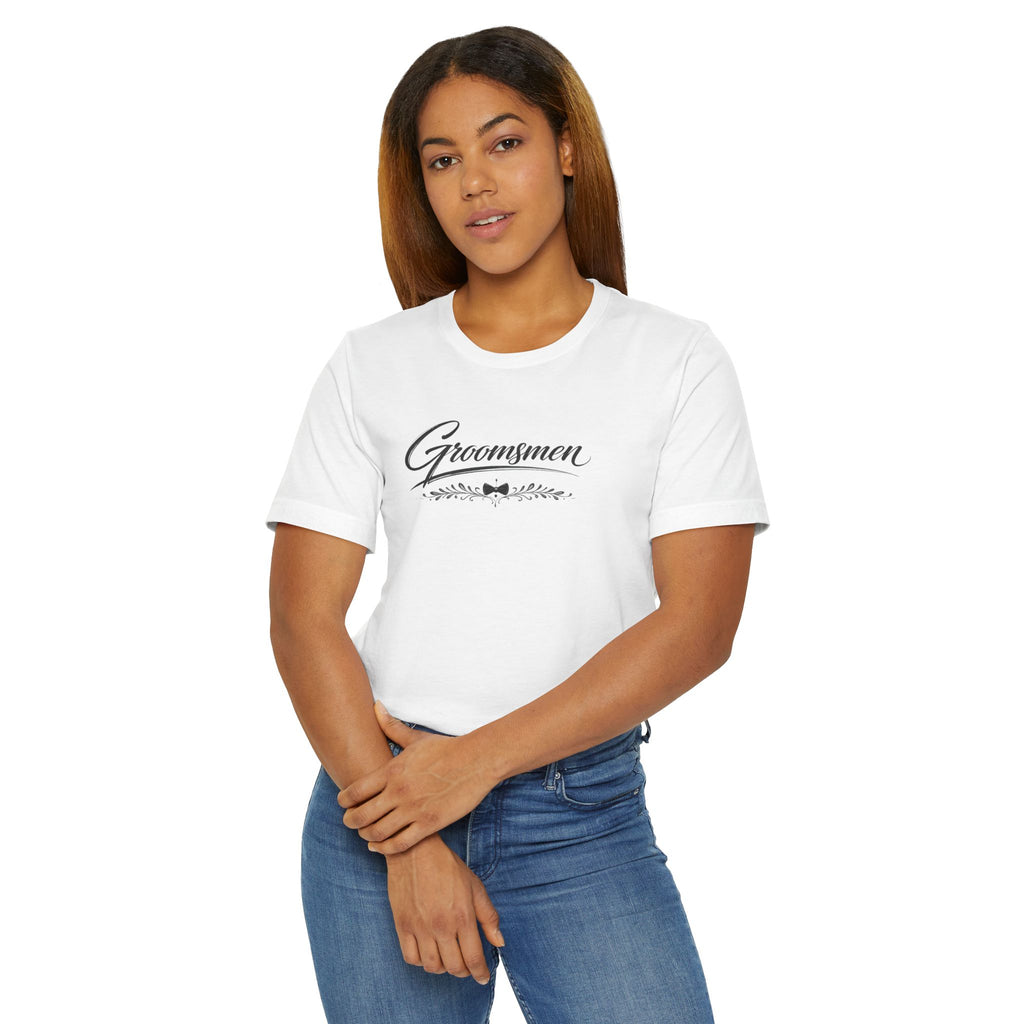 Groomsmen T-Shirt — Elegant Script Wedding Party Tee