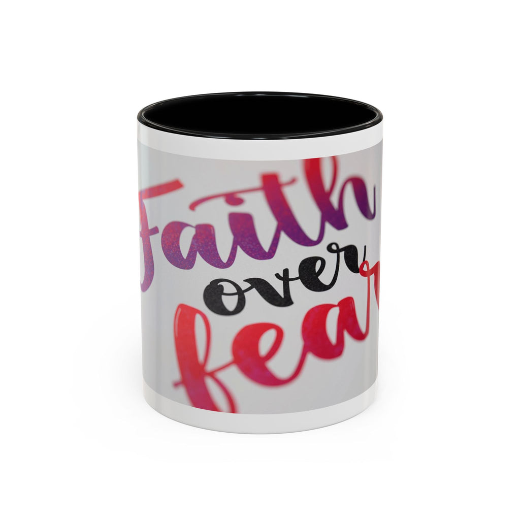 Faith Over Fear Accent Coffee Mug — Inspirational Christian Gift (11/15 oz)