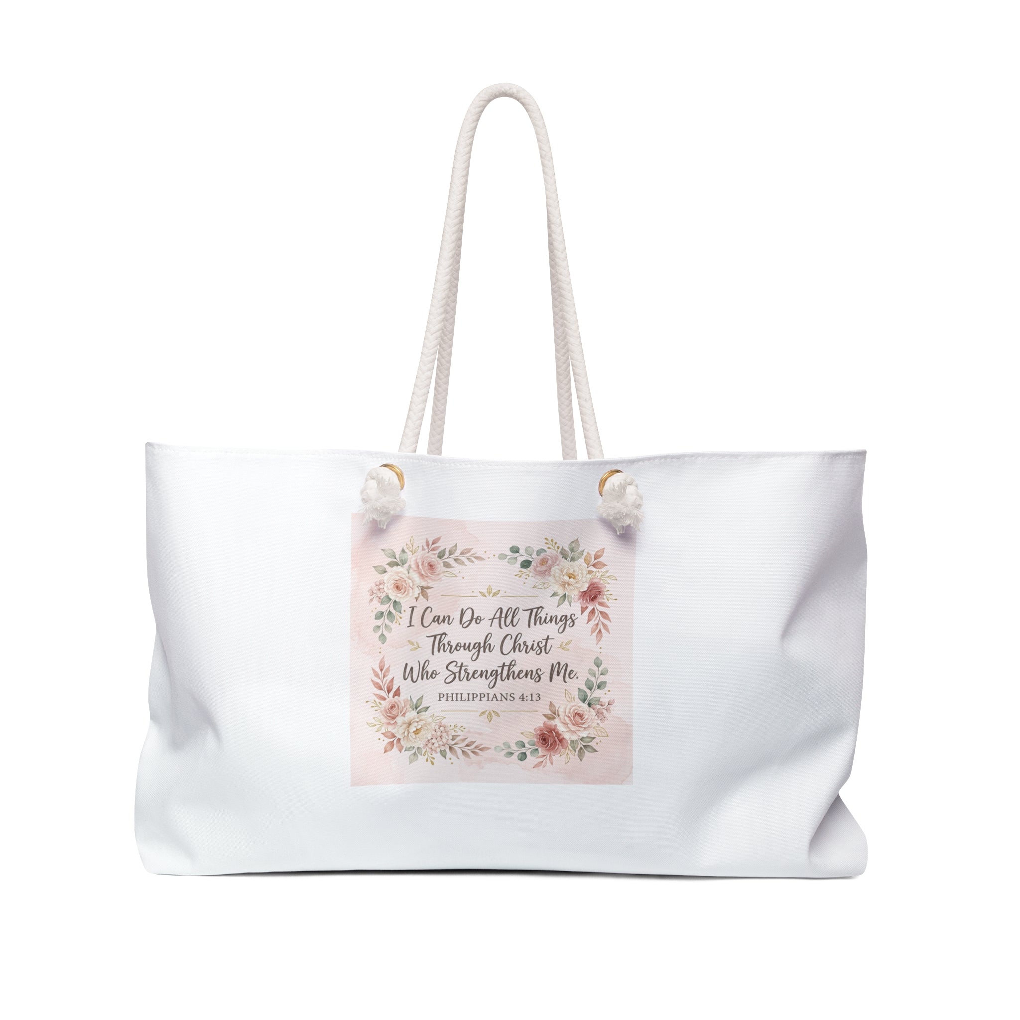 Blush Floral Bouquet Weekender Bag | Large Canvas Travel Tote