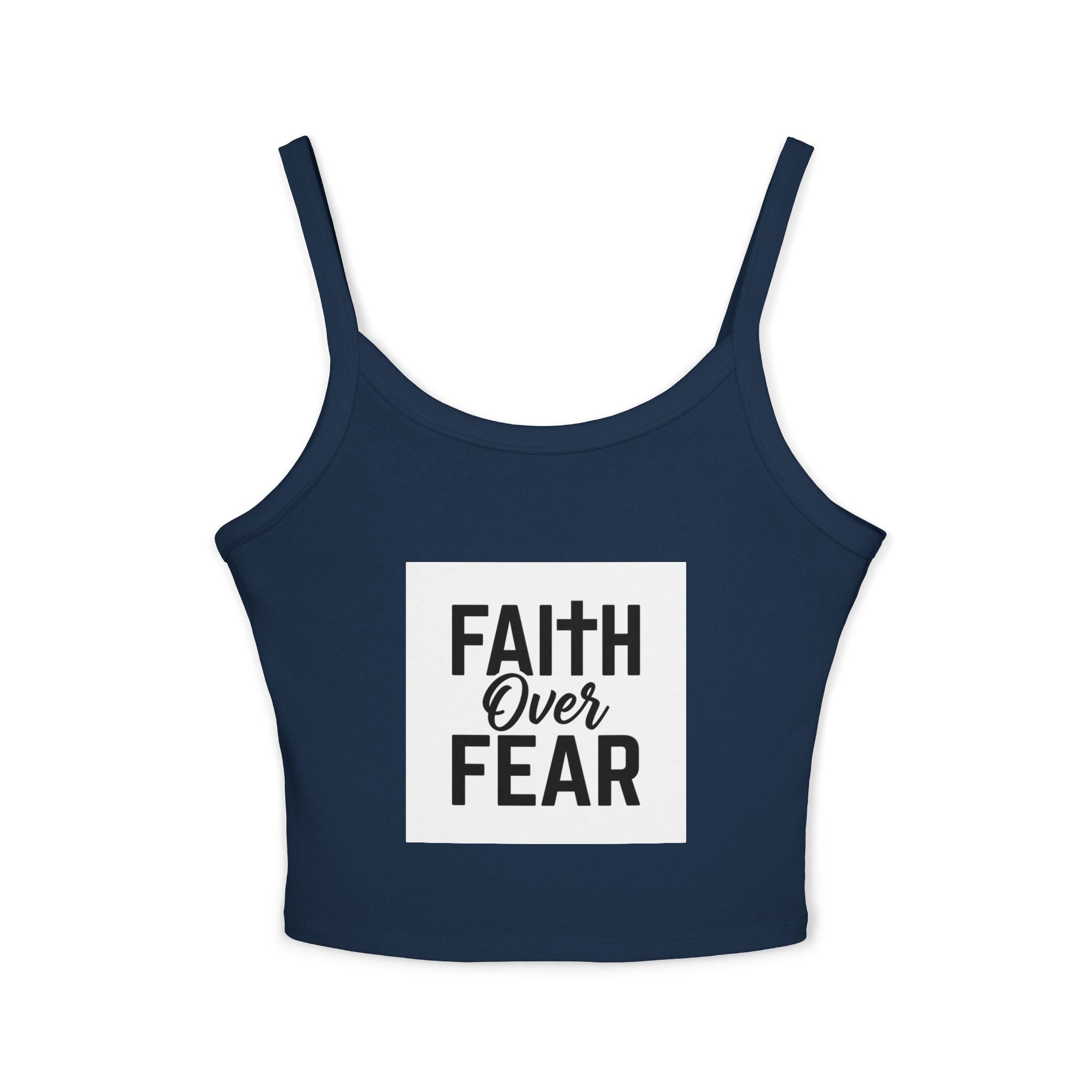 Faith Over Fear Spaghetti Strap Tank Top — Inspirational Religious Crop Top