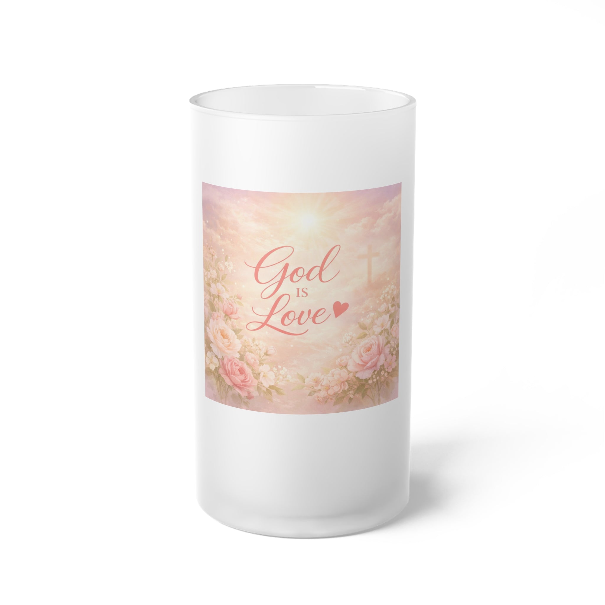 Faith Over Fear Frosted Glass Beer Mug | Inspirational Typography