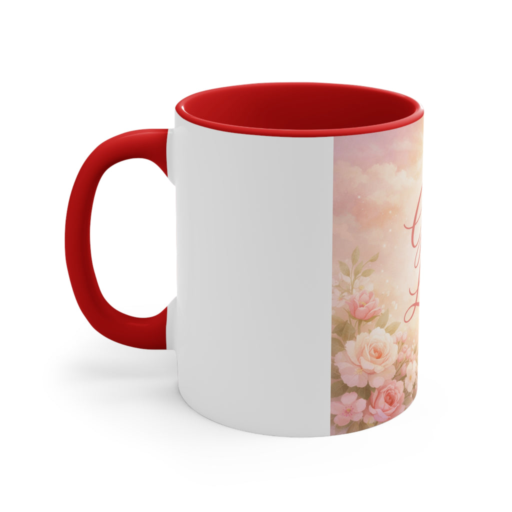 God Is Love Floral Accent Mug — Christian Inspirational 11oz Coffee Cup, Religious Gift