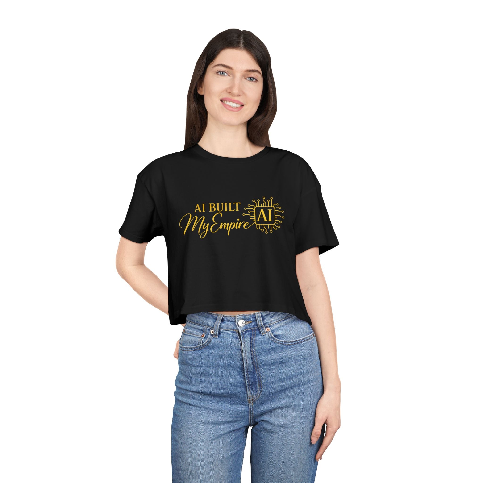 AI Built My Empire Crop Tee | AI logo, gold script