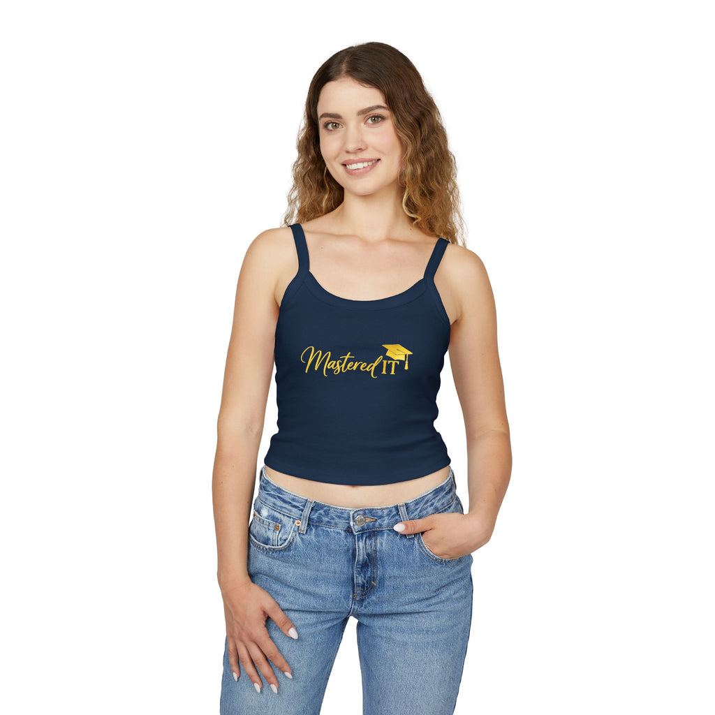Mastered It graduation mortarboard Tank Top | gold script