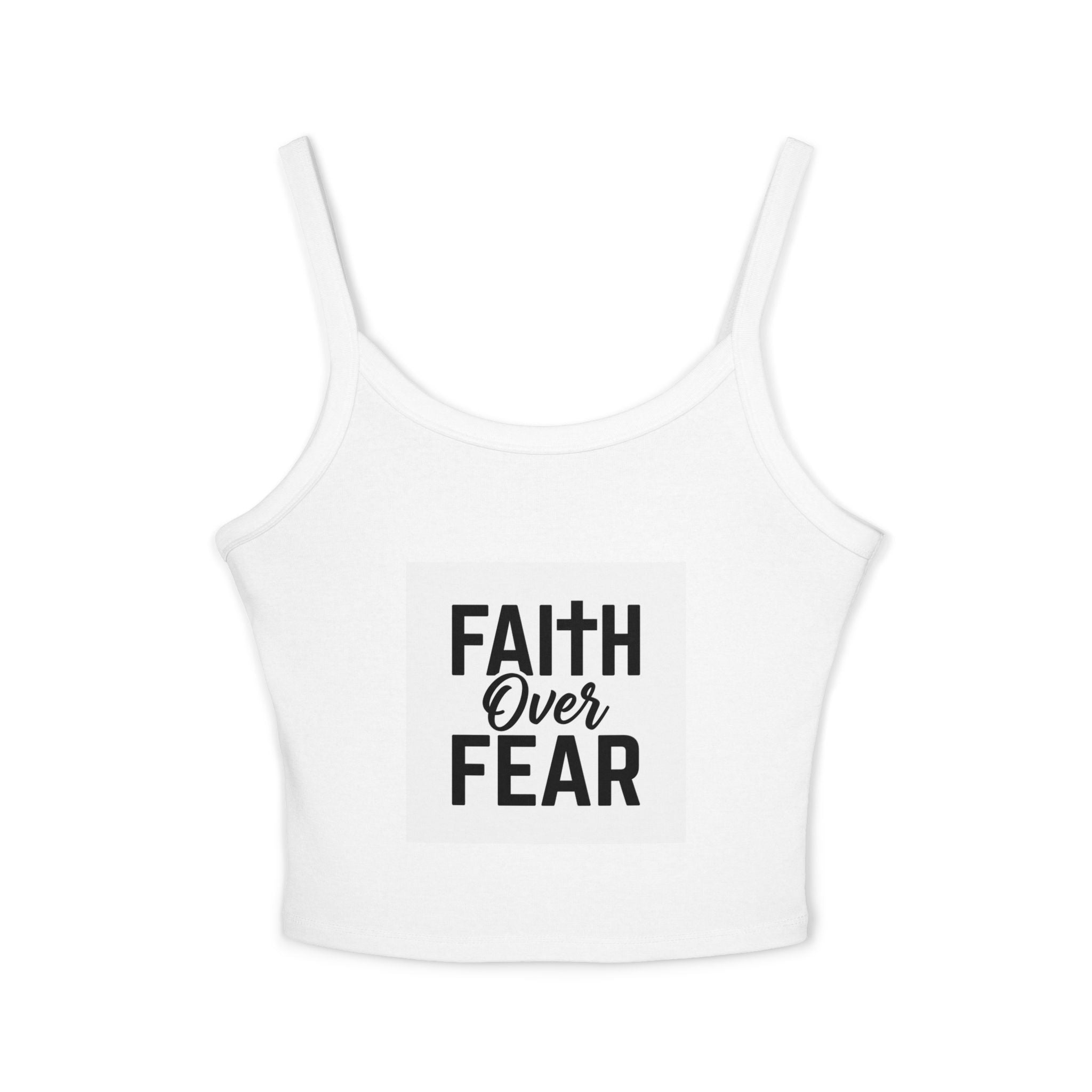 Faith Over Fear Spaghetti Strap Tank Top — Inspirational Religious Crop Top