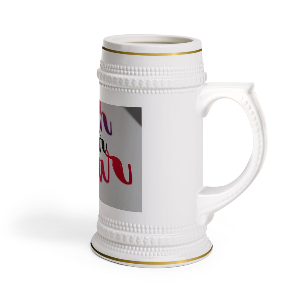 Faith Over Fear Beer Stein Mug — Inspirational Christian Beer Stein