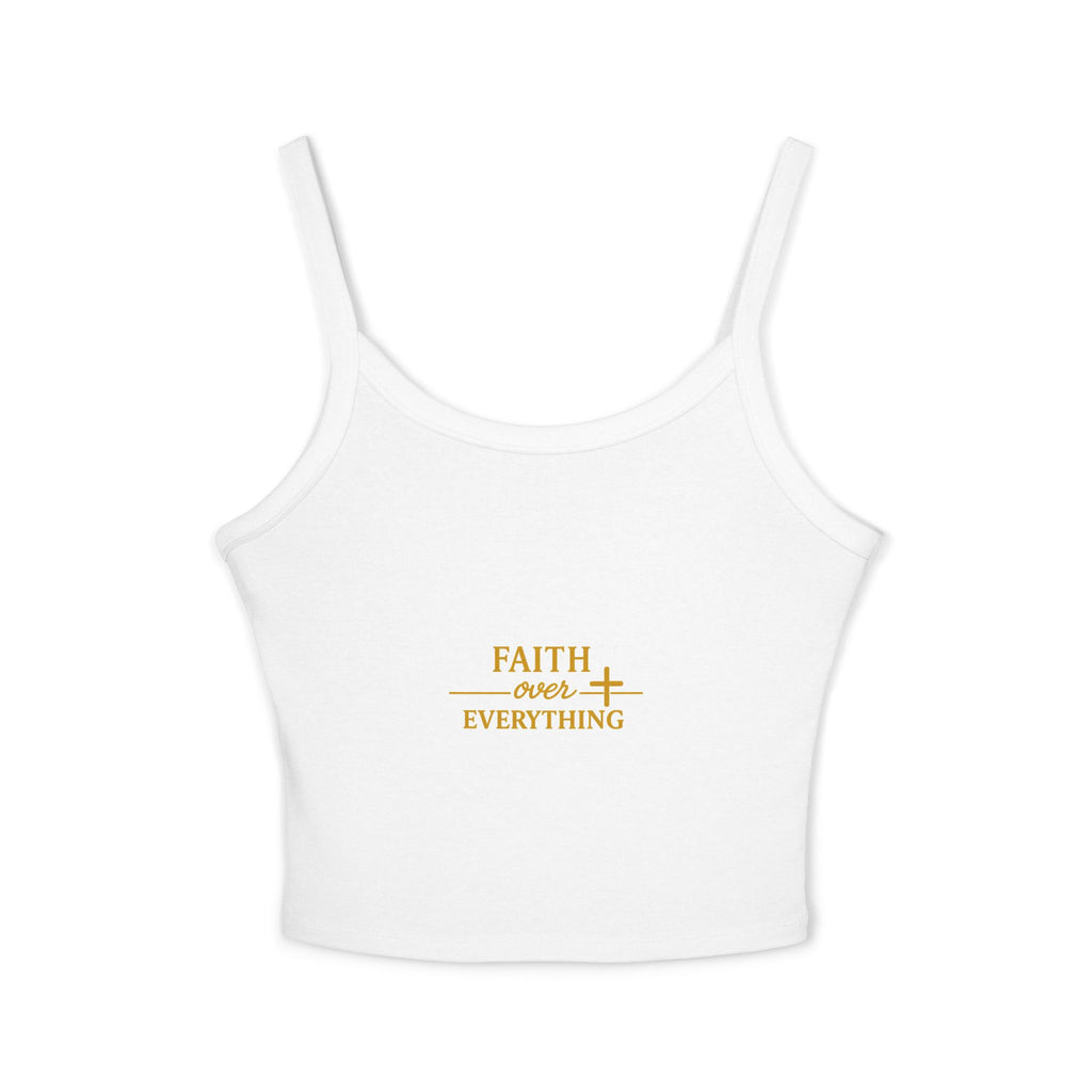 Faith Over Everything Tank Top – Women's Spiritual Cropped Spaghetti Strap
