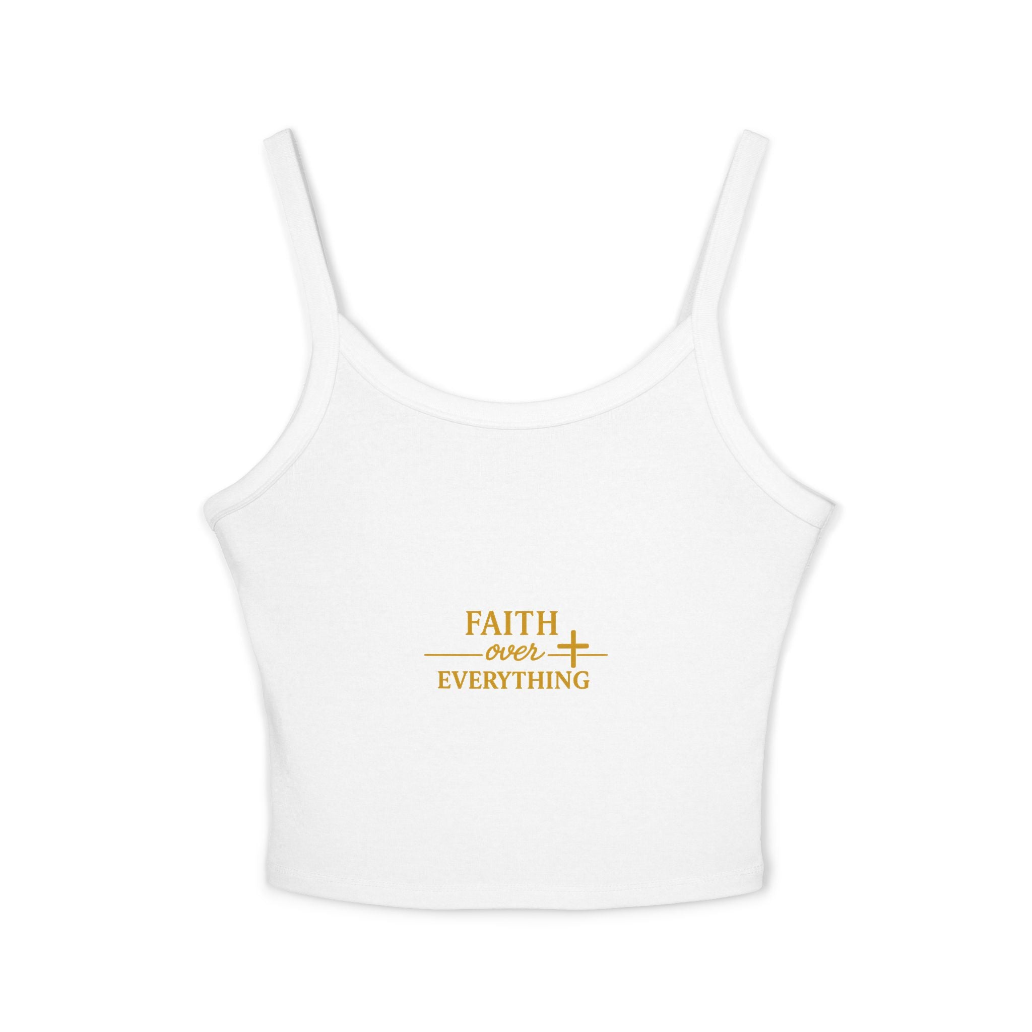 Faith Over Everything Tank Top – Women's Spiritual Cropped Spaghetti Strap