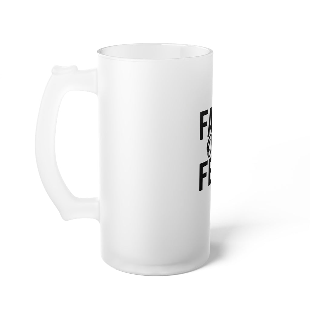 God Covers Me on Every Side Frosted Glass Beer Mug | Christian Faith Typography