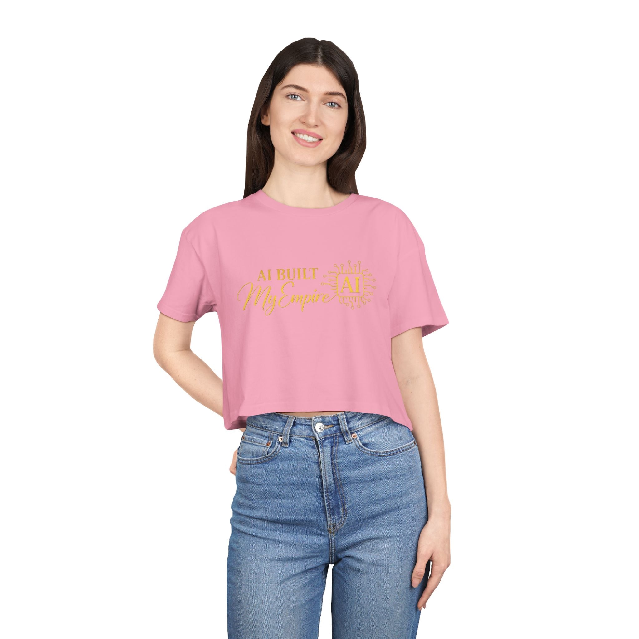 AI Built My Empire Crop Tee | AI logo, gold script