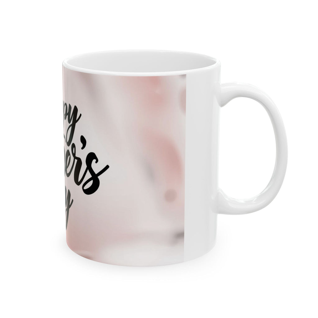 Happy Mother's Day Ceramic Mug — Pink Script Floral Accent (11oz, 15oz)