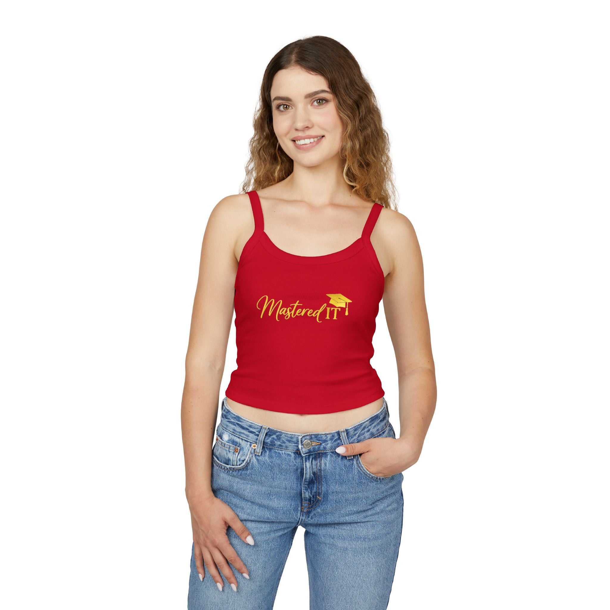 Mastered It graduation mortarboard Tank Top | gold script