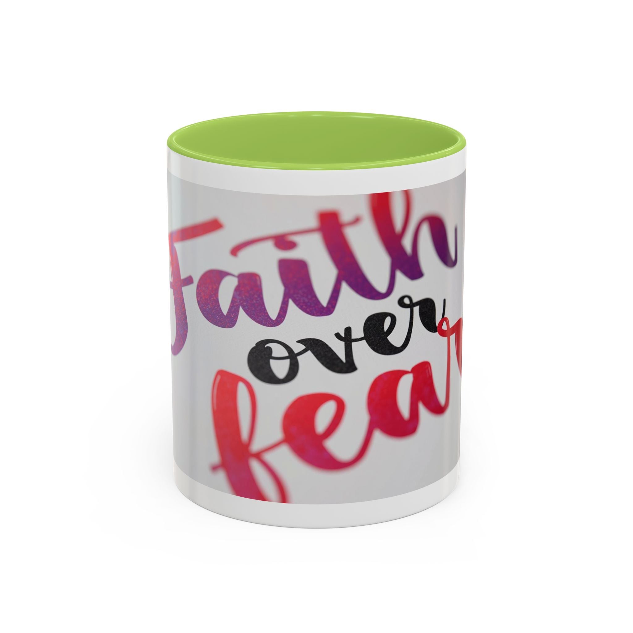 Faith Over Fear Accent Coffee Mug — Inspirational Christian Gift (11/15 oz)