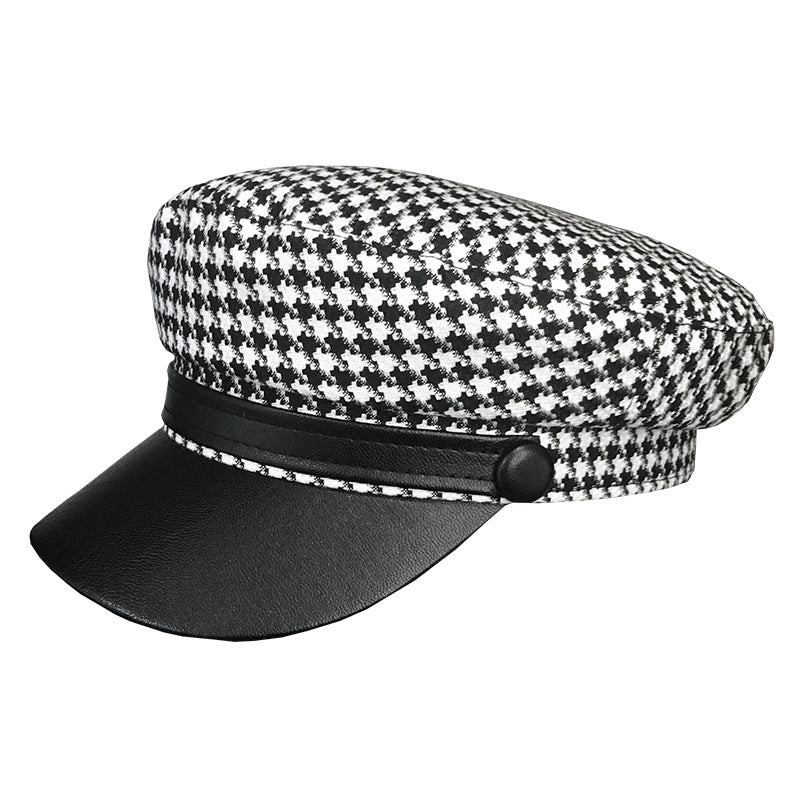 Ladies retro navy hat net red octagonal hat