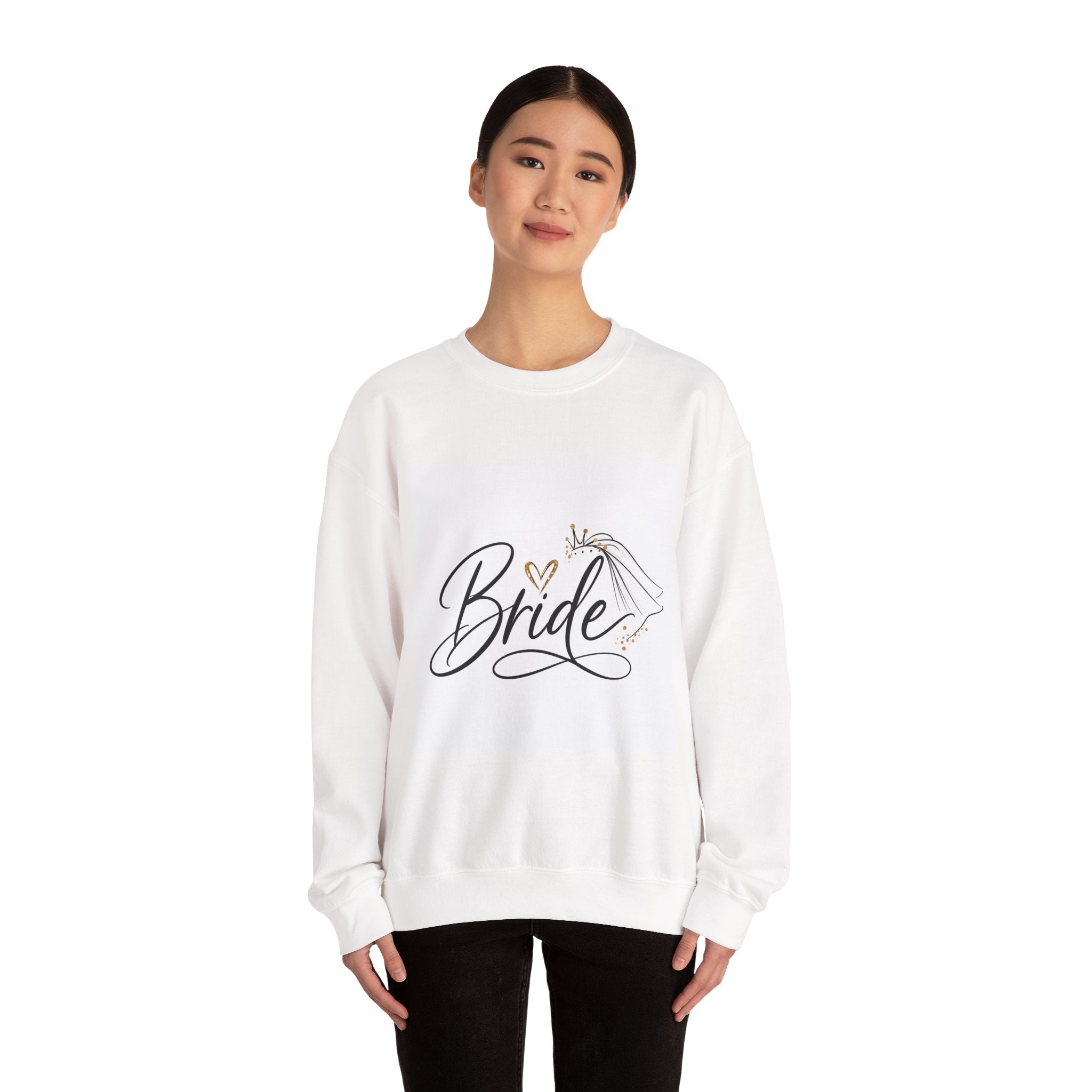 Bride Crewneck Sweatshirt — Bridal Veil & Heart Wedding Pullover