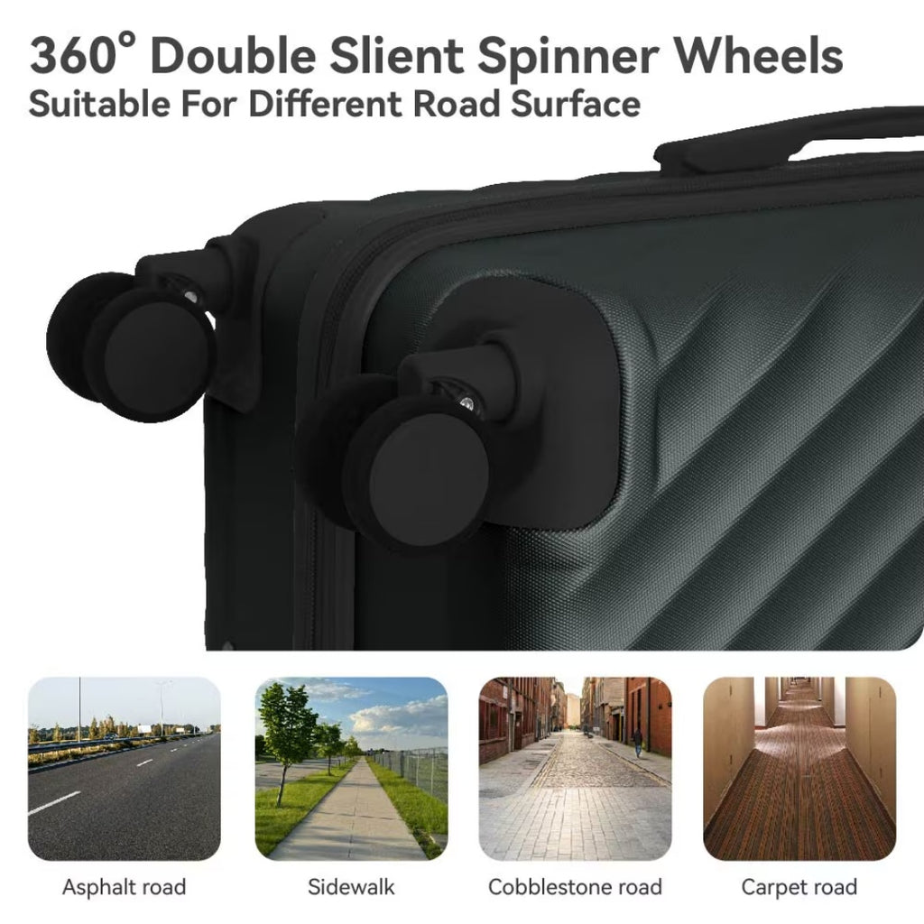 Luggage Sets ABS Hardshell 3pcs Luggage, Lightweight Durable Suitcase Sets Spinner Wheels Suitcase With TSA Lock 20''24''28'' Available Dark Green