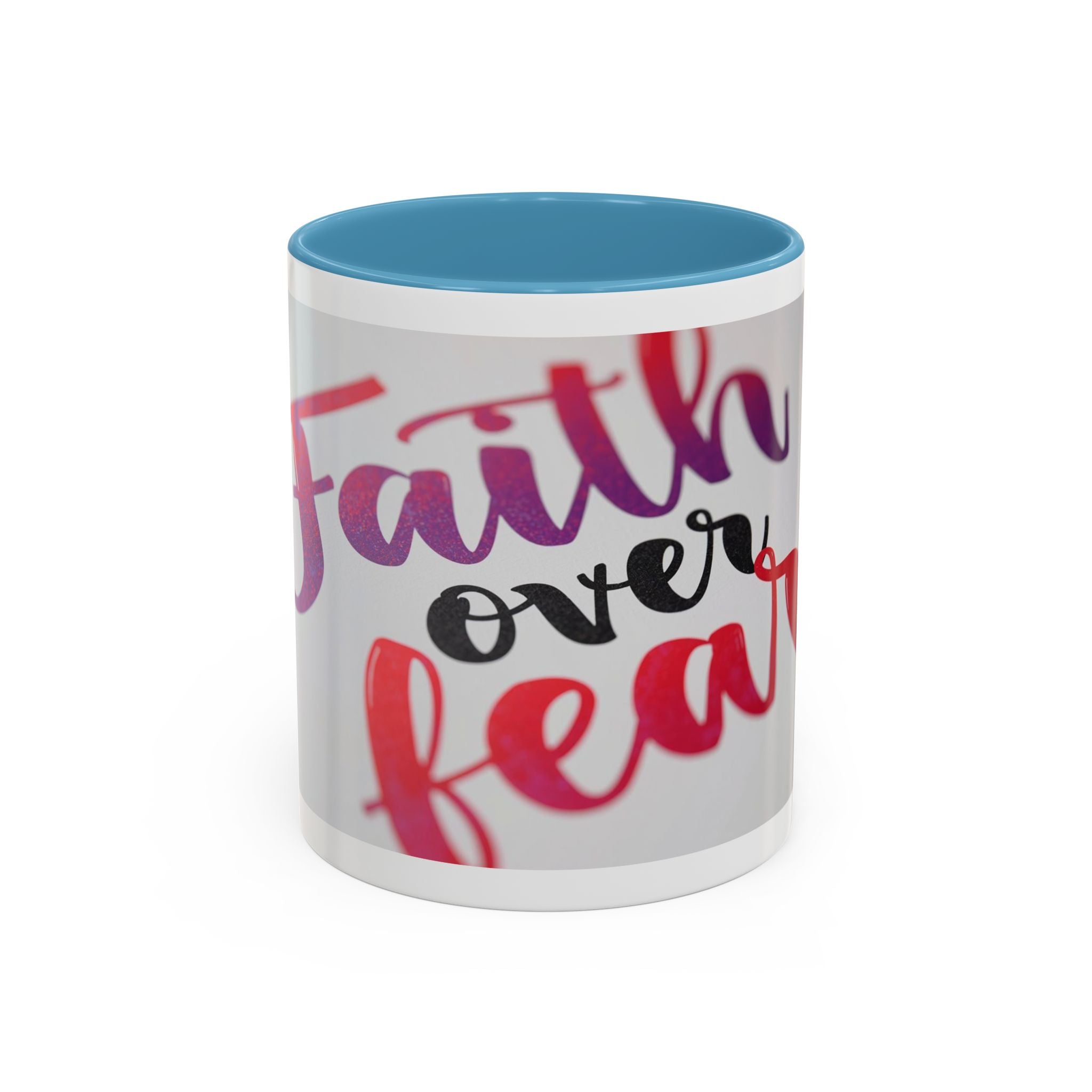 Faith Over Fear Accent Coffee Mug — Inspirational Christian Gift (11/15 oz)