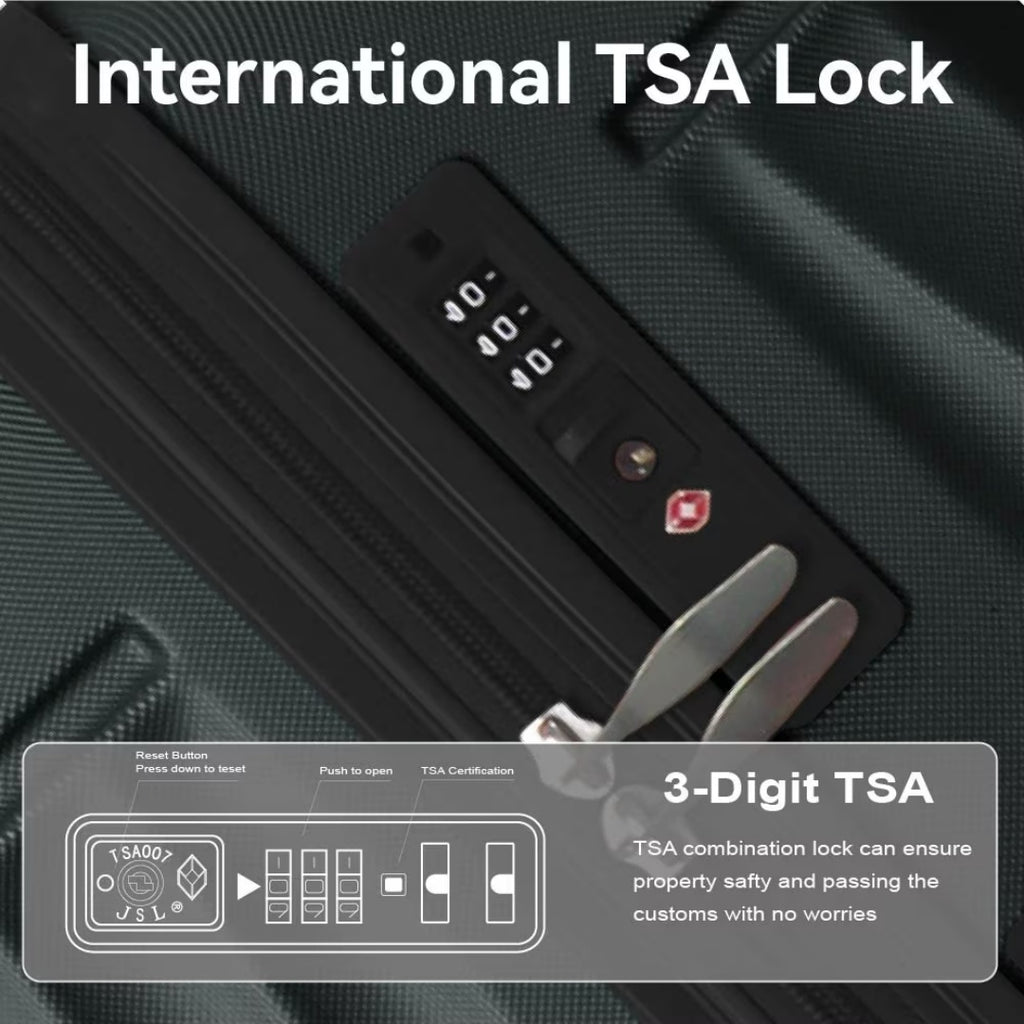 Luggage Sets ABS Hardshell 3pcs Luggage, Lightweight Durable Suitcase Sets Spinner Wheels Suitcase With TSA Lock 20''24''28'' Available Dark Green