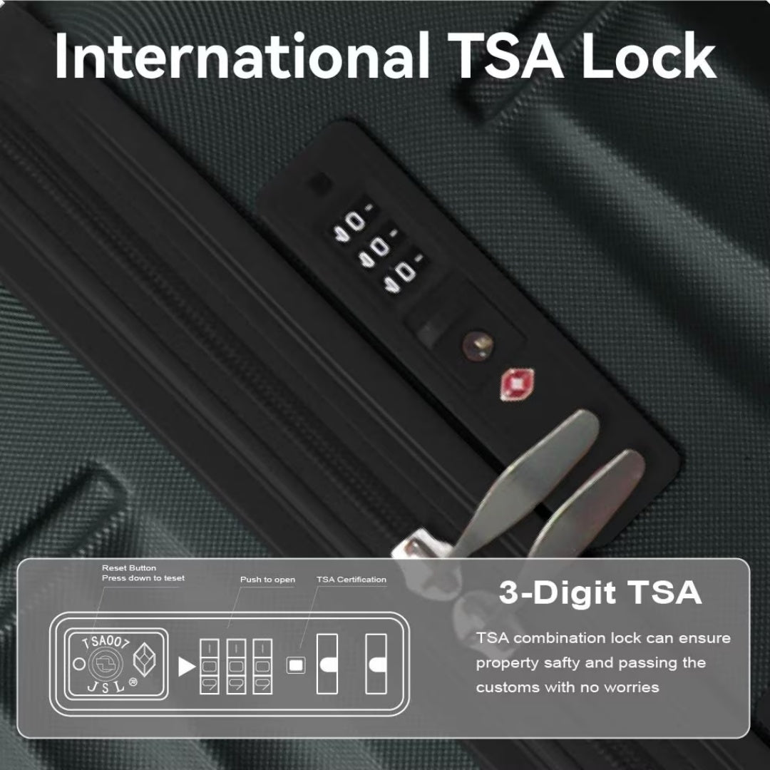 Luggage Sets ABS Hardshell 3pcs Luggage, Lightweight Durable Suitcase Sets Spinner Wheels Suitcase With TSA Lock 20''24''28'' Available Dark Green