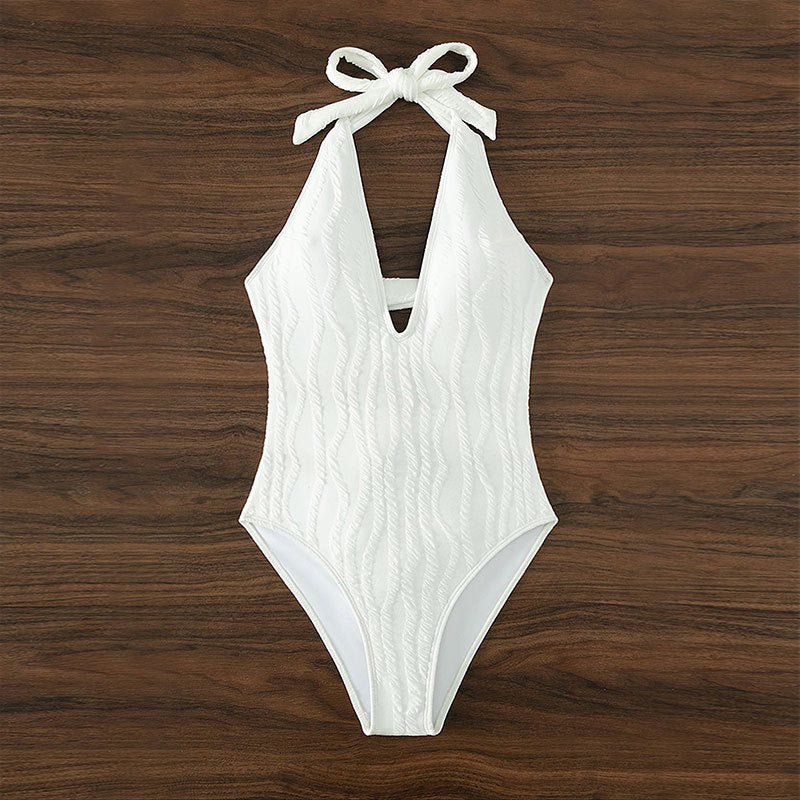 Sexy V-Neck Womens One-Piece Swimsuit