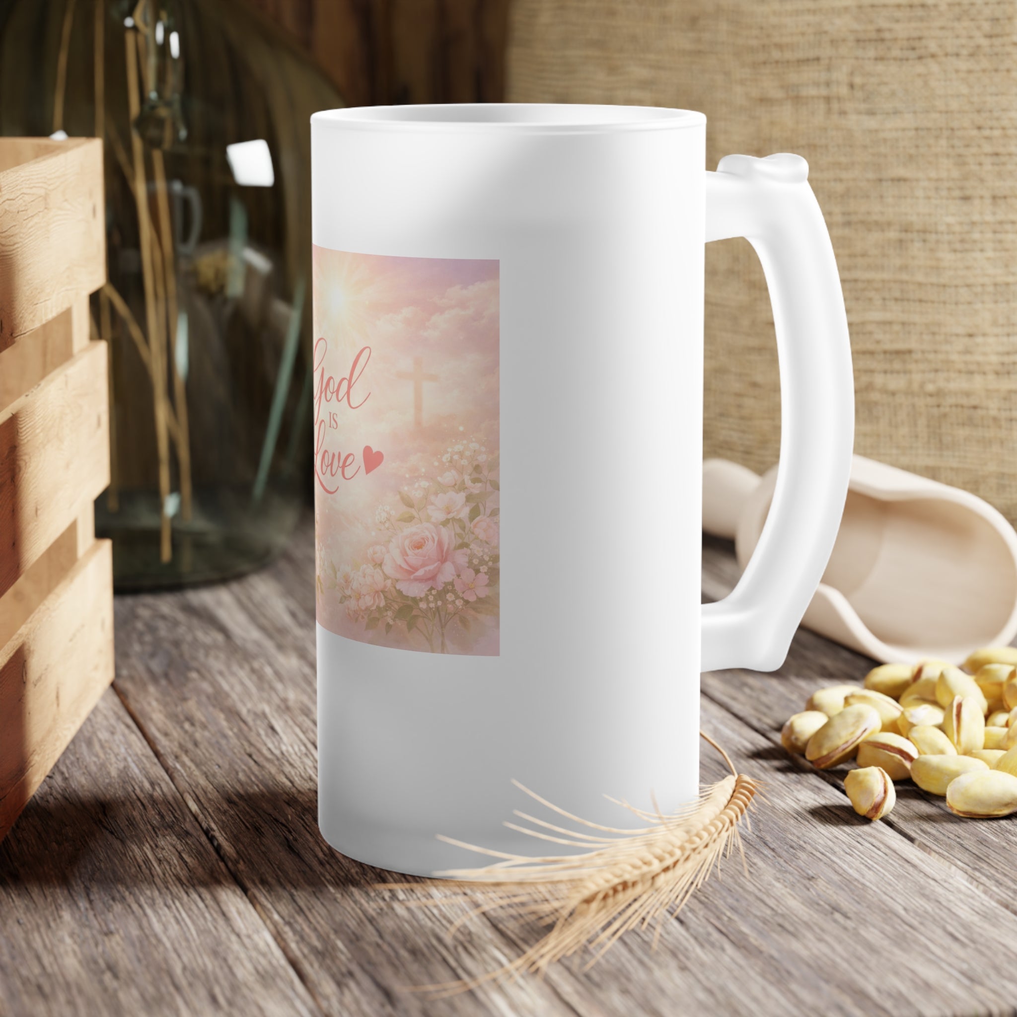 Faith Over Fear Frosted Glass Beer Mug | Inspirational Typography