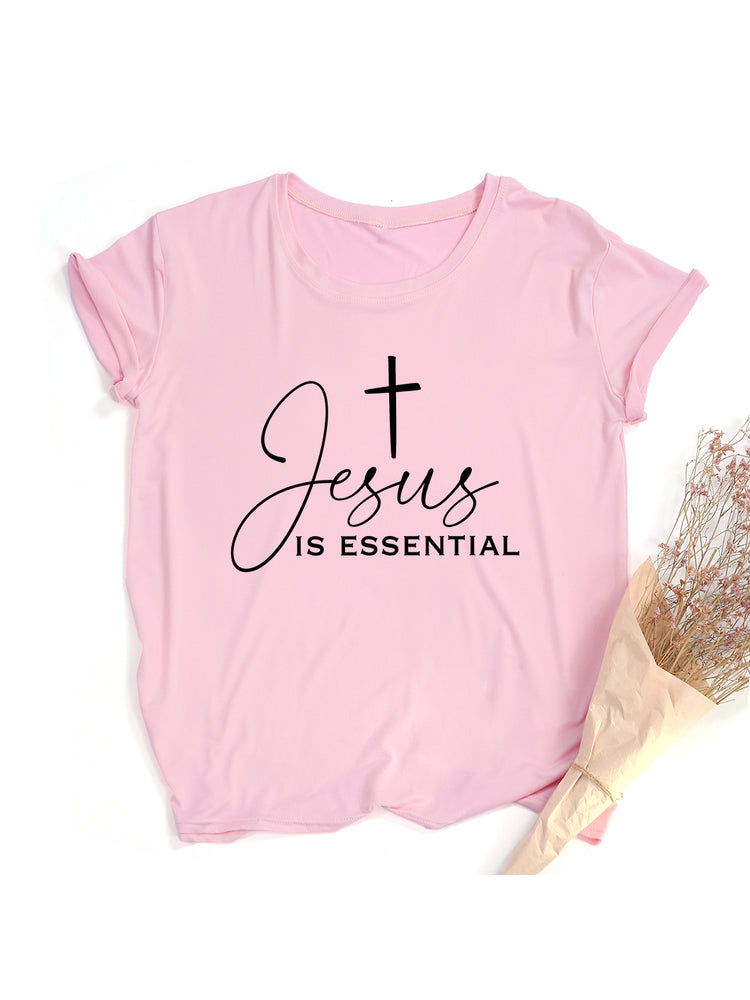 Fashion Personality Cross Letter Loose Ladies Top