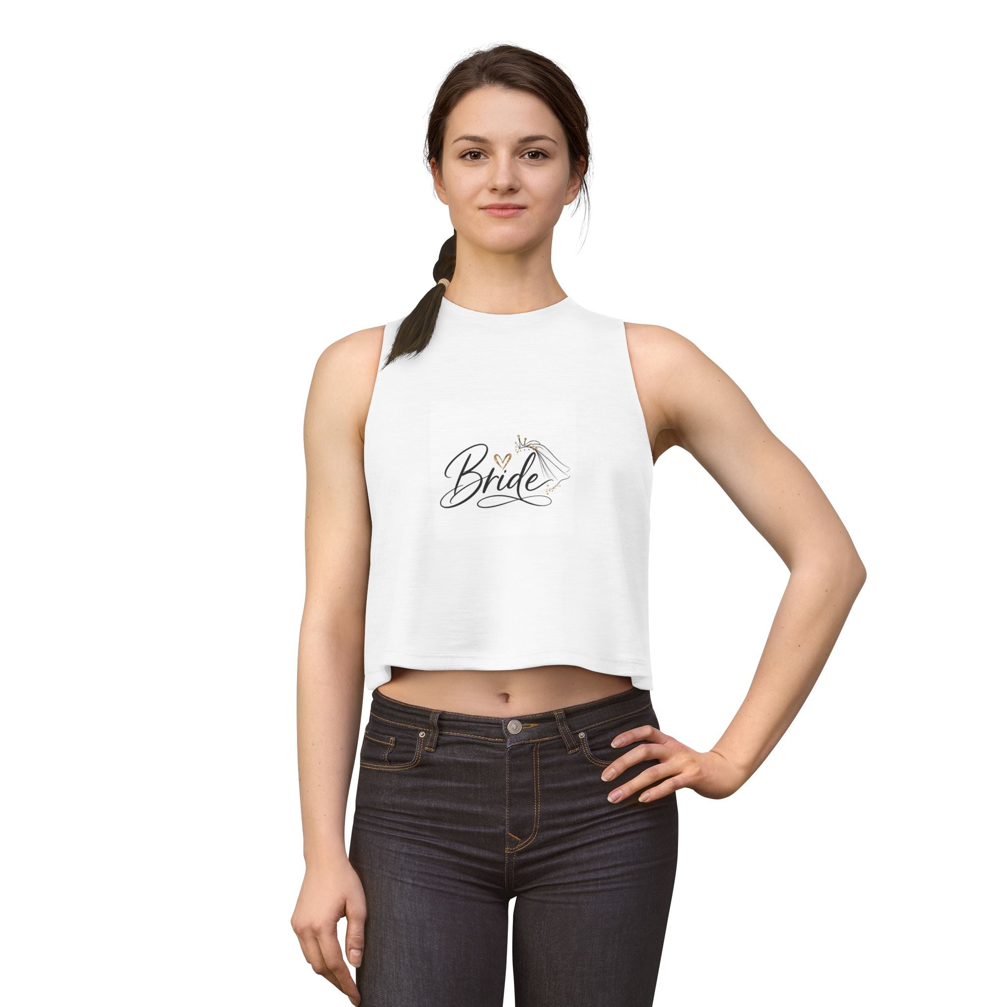 Bride Floral Veil Crop Top — Bridal Bachelorette Party Tank