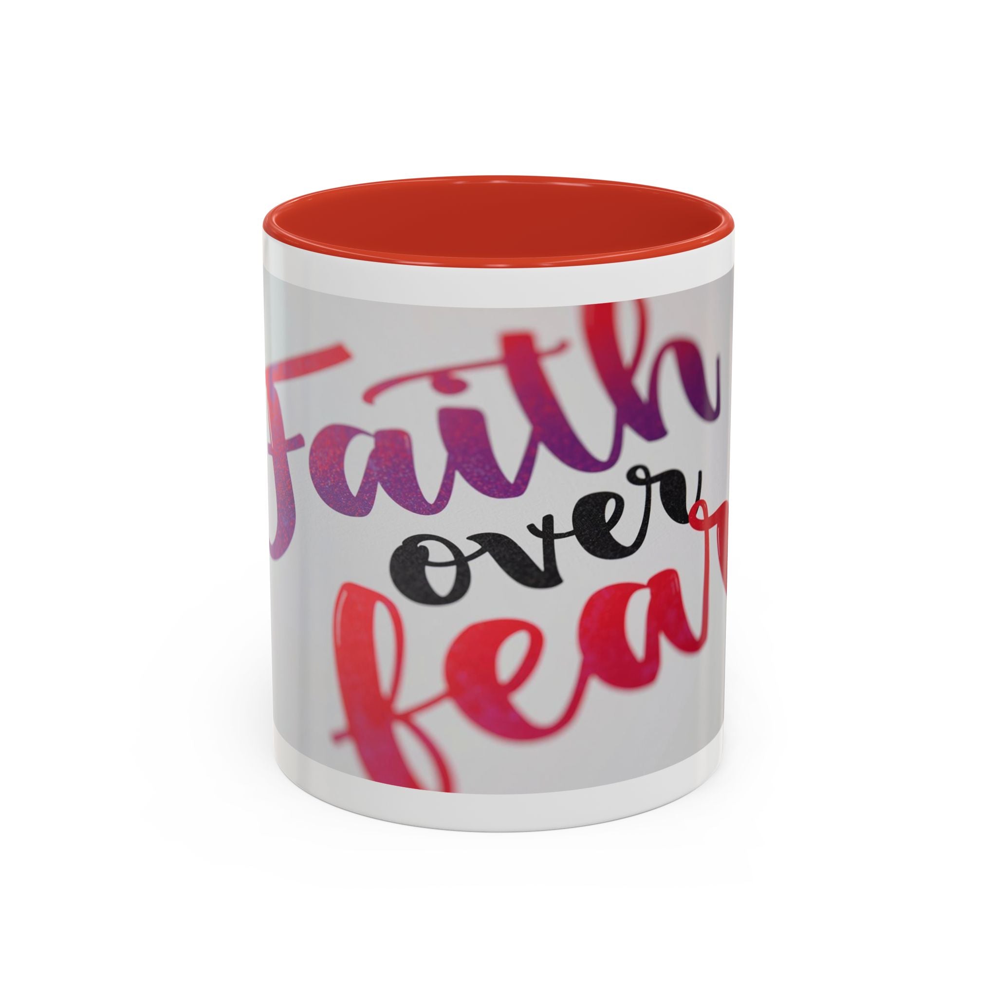 Faith Over Fear Accent Coffee Mug — Inspirational Christian Gift (11/15 oz)