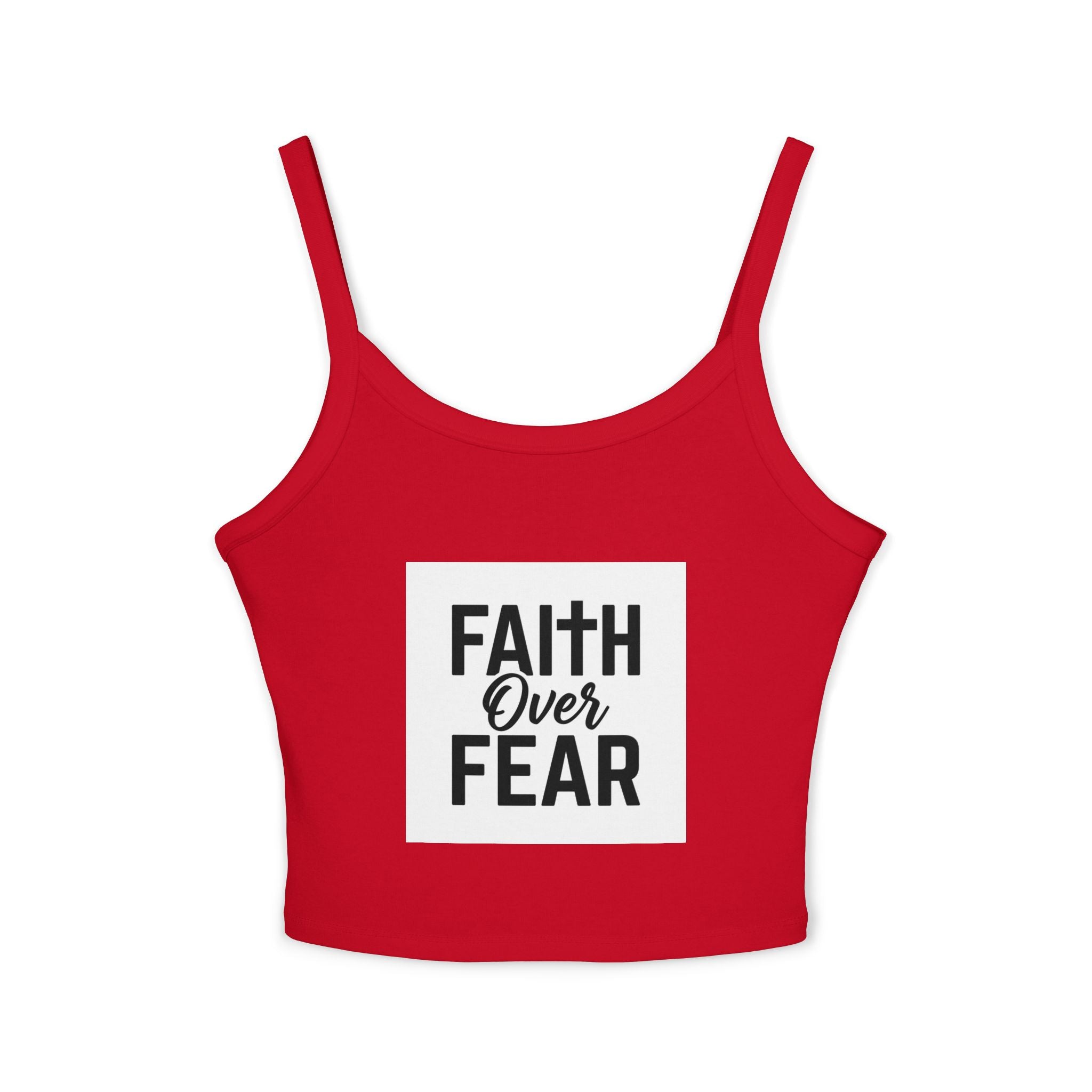 Faith Over Fear Spaghetti Strap Tank Top — Inspirational Religious Crop Top
