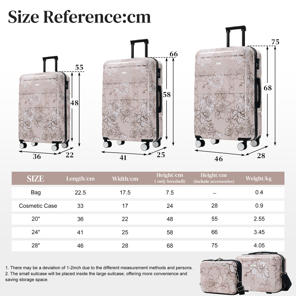 Luggage Sets New Model PC 5pcs, Hardside Lightweight Durable 20 24 28  Suitcases  With 8 14 Cases, Suitcase With Lock Spinner Wheels