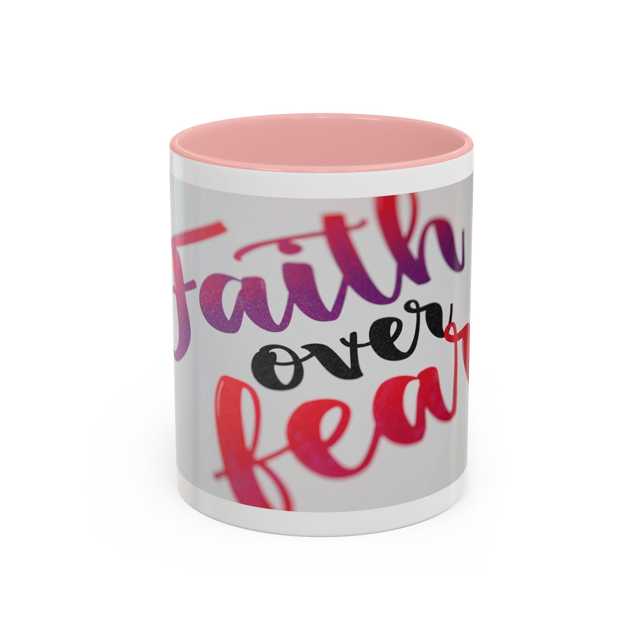 Faith Over Fear Accent Coffee Mug — Inspirational Christian Gift (11/15 oz)