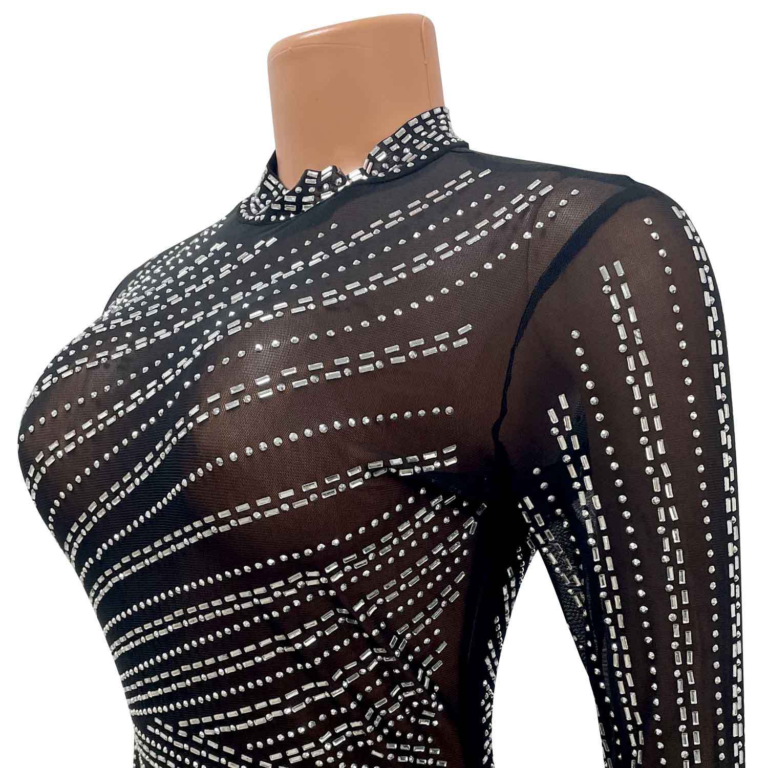 Women's Sexy Mesh Long-sleeved Dress
