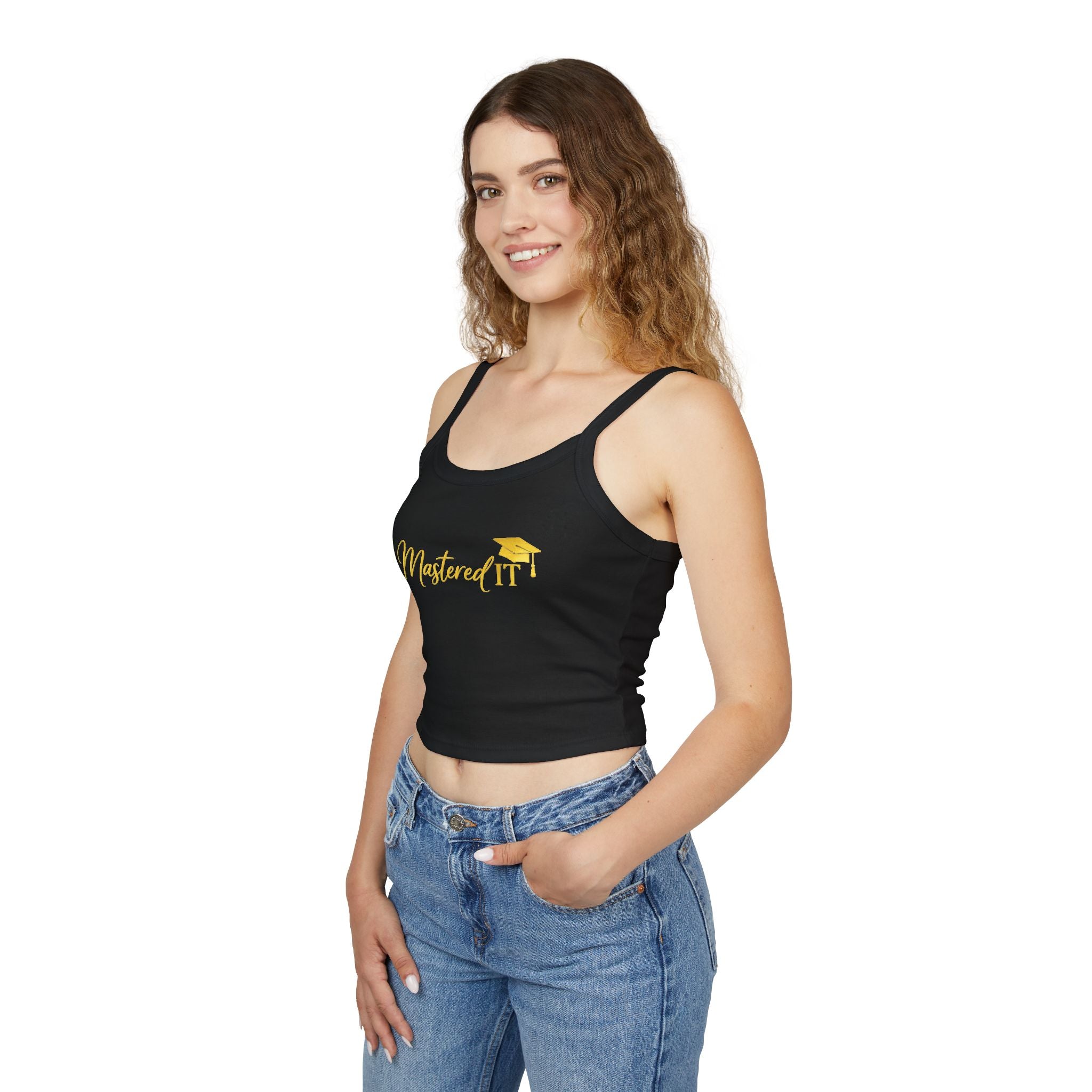 Mastered It graduation mortarboard Tank Top | gold script