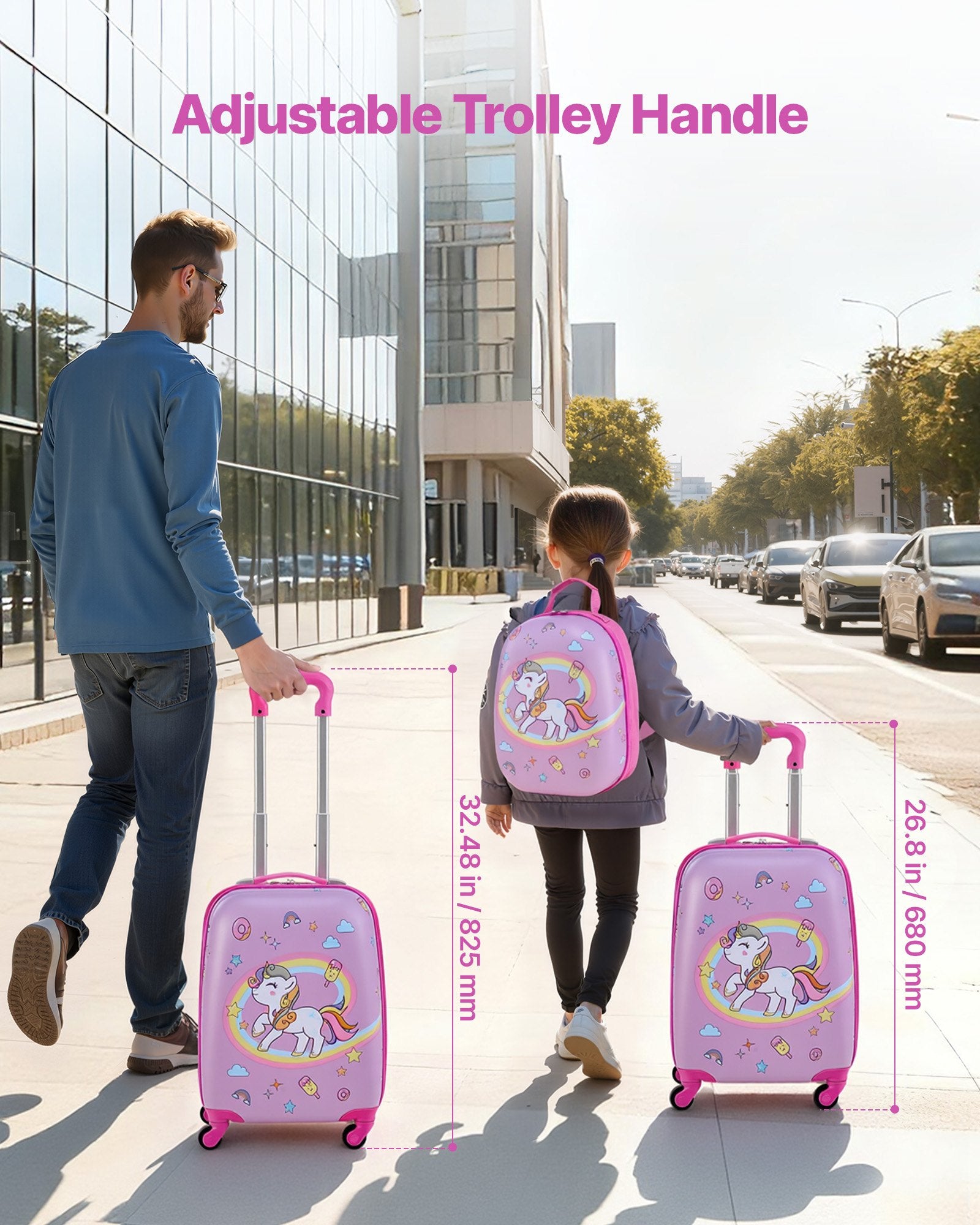 Kids Luggage Set, 2 Piece, 18 Inch Hardside Rolling Wheels Suitcase With Hard-Shell Backpack, Unicorn Kids Carry On Luggage Set, Holiday Birthday Gift For Girls & Boys, Airline Approved