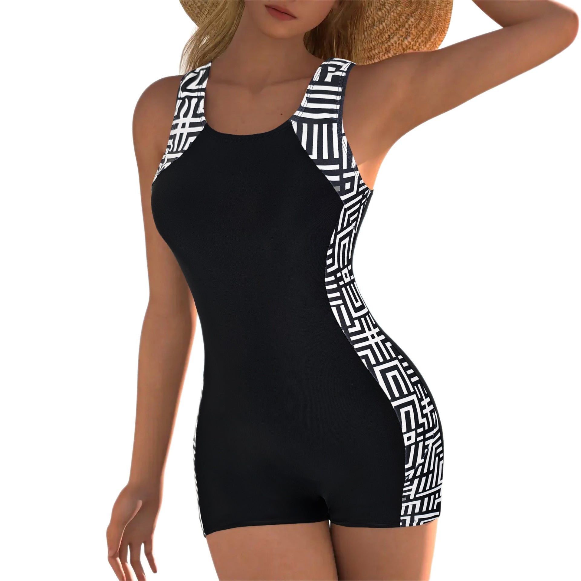 Womens Athletic Training Backless One-piece Swimsuit