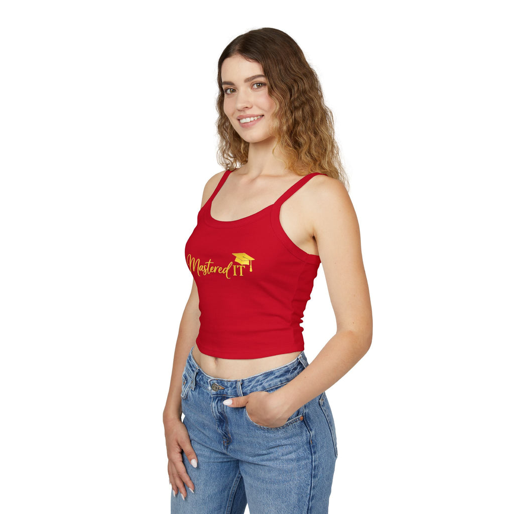Mastered It graduation mortarboard Tank Top | gold script