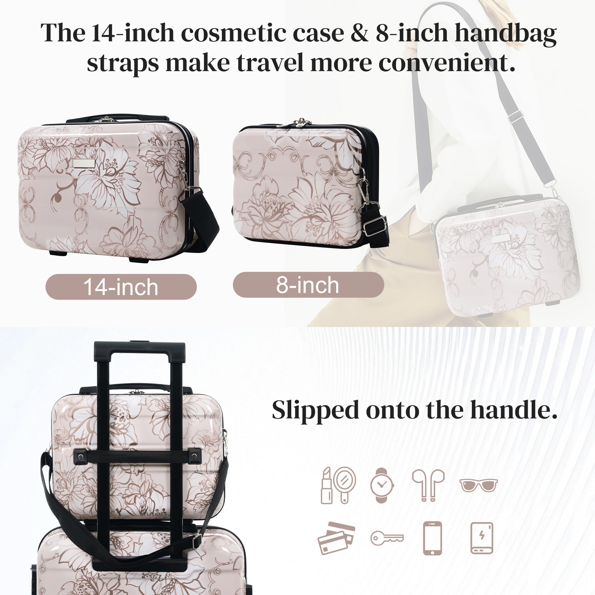 Luggage Sets New Model PC 5pcs, Hardside Lightweight Durable 20 24 28  Suitcases  With 8 14 Cases, Suitcase With Lock Spinner Wheels