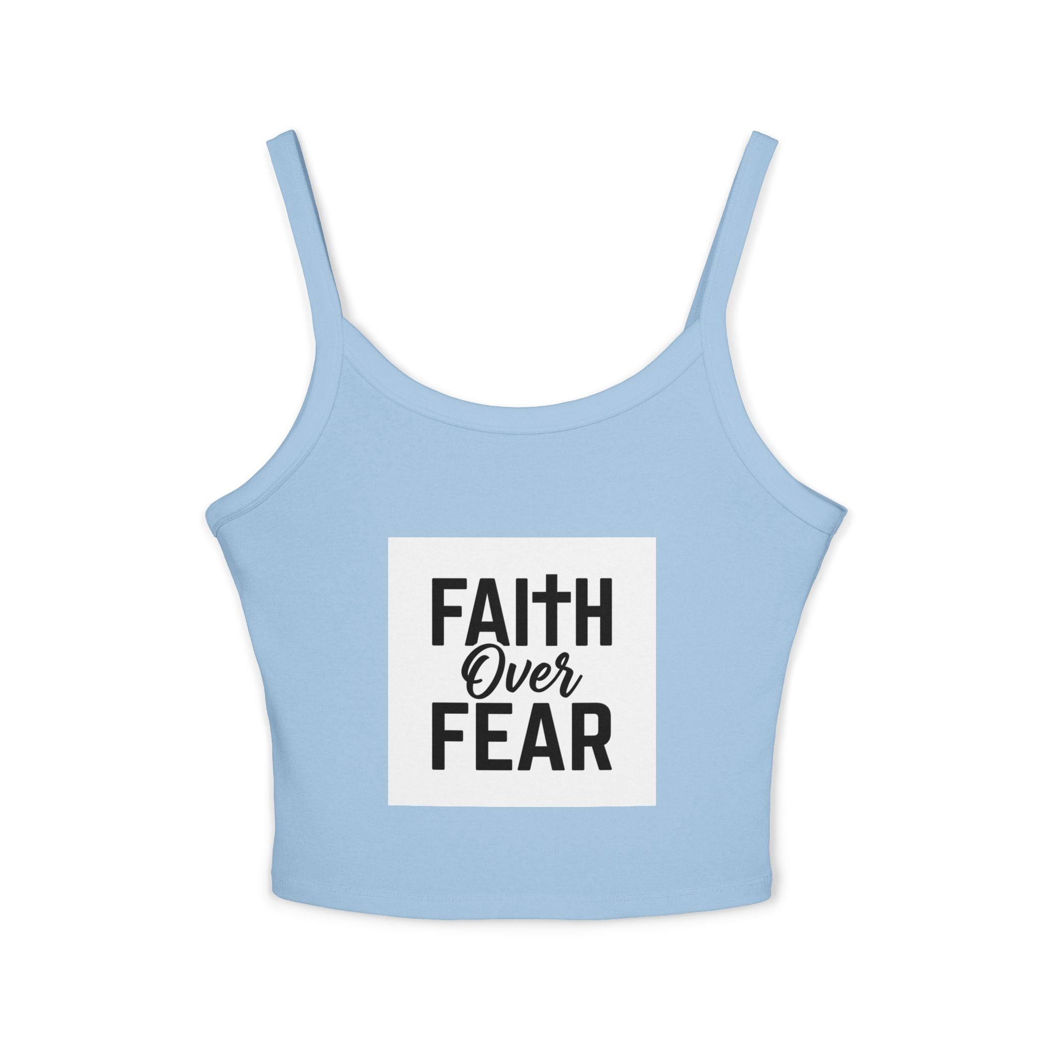 Faith Over Fear Spaghetti Strap Tank Top — Inspirational Religious Crop Top