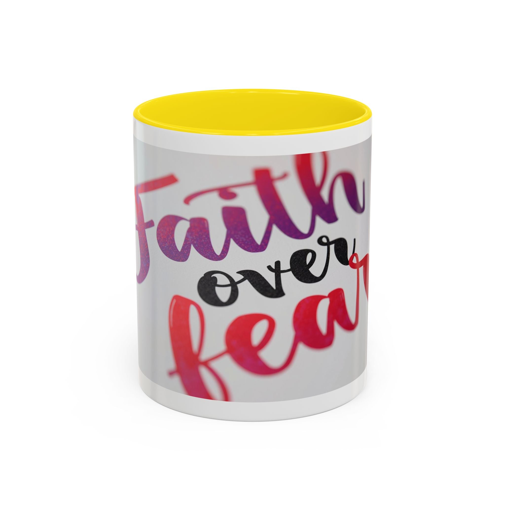 Faith Over Fear Accent Coffee Mug — Inspirational Christian Gift (11/15 oz)