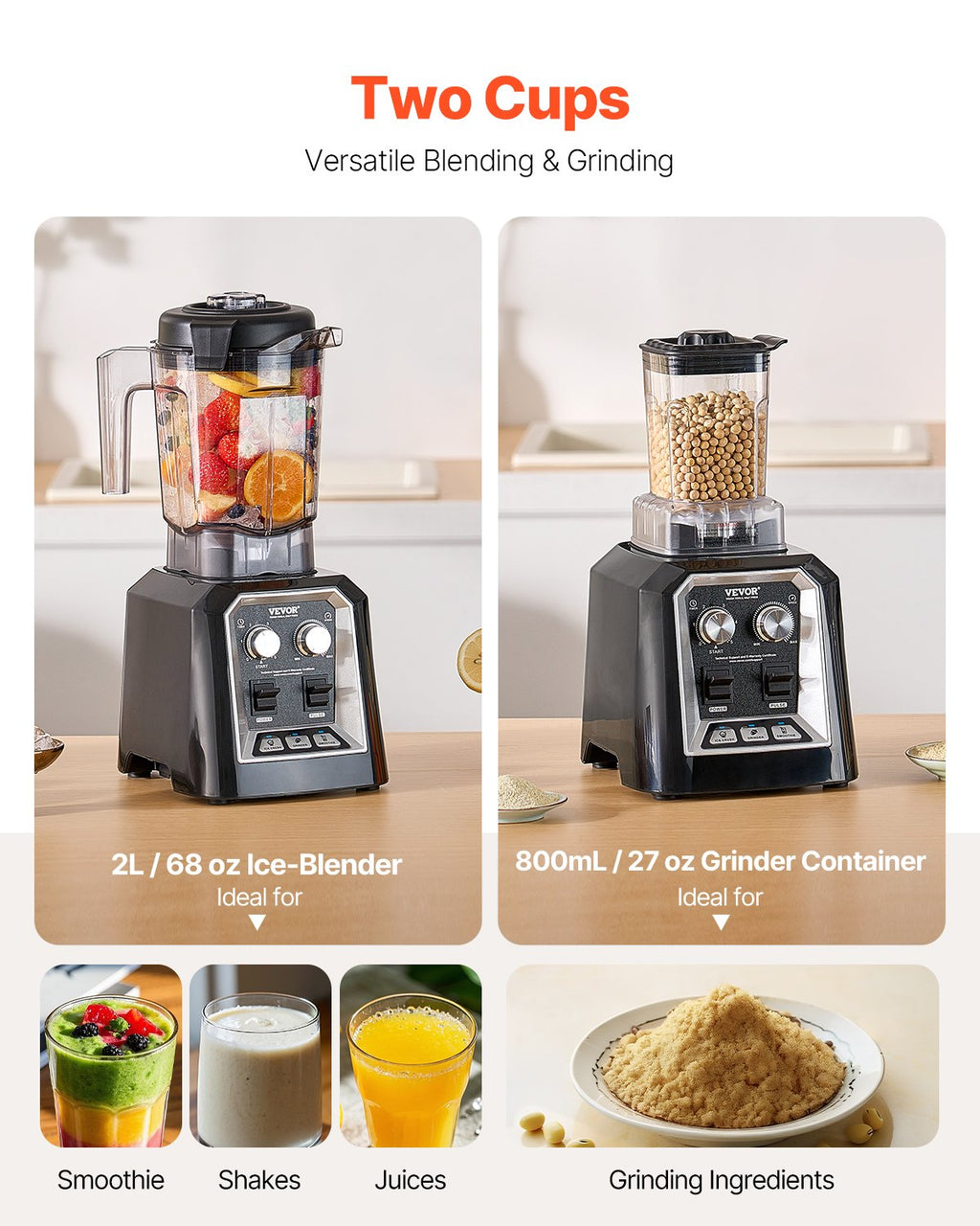 68 Oz 1400W Blender For Smoothies Food Processing Blender For Kitchen