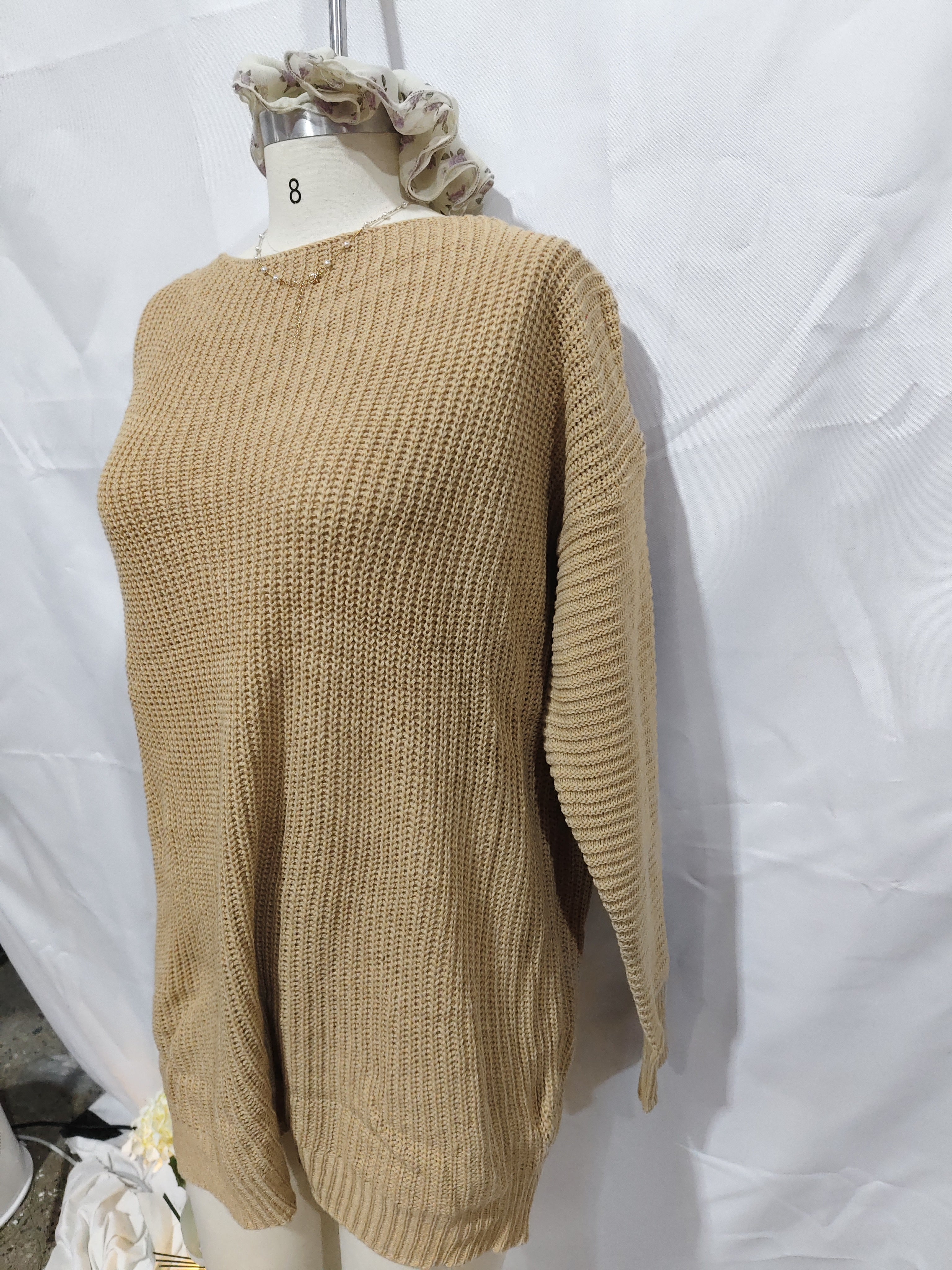 OrangeA Women Off Shoulder Knitted Sweater Dress Autumn  Winter Loose Long Sleeve Solid Ladies Tunic Elegant Streetwear Dresses
