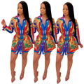 Color Striped Long Sleeve Shirt Dress