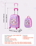Kids Luggage Set, 2 Piece, 18 Inch Hardside Rolling Wheels Suitcase With Hard-Shell Backpack, Unicorn Kids Carry On Luggage Set, Holiday Birthday Gift For Girls & Boys, Airline Approved