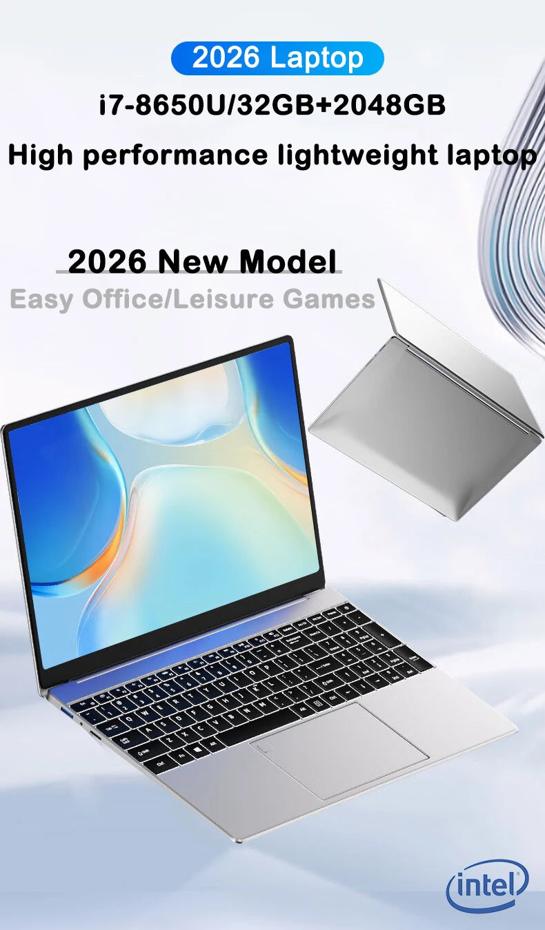 New 15.6" Laptop Intel Core i7-8650U 32GB 2TB Gaming PC Ultra Slim Office Study Computer PC Windows 11 Pro  1920*1080 HD
